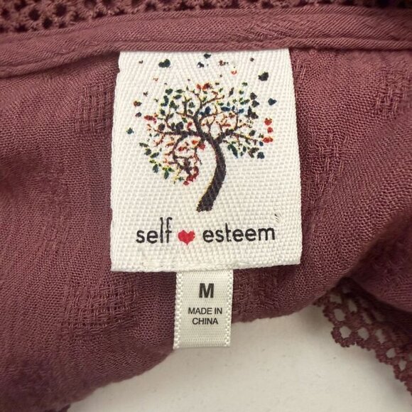 NWT Self Esteem Boho Blouse | Lace Trim Smocked Waist Top | Size M - Picture 12 of 12